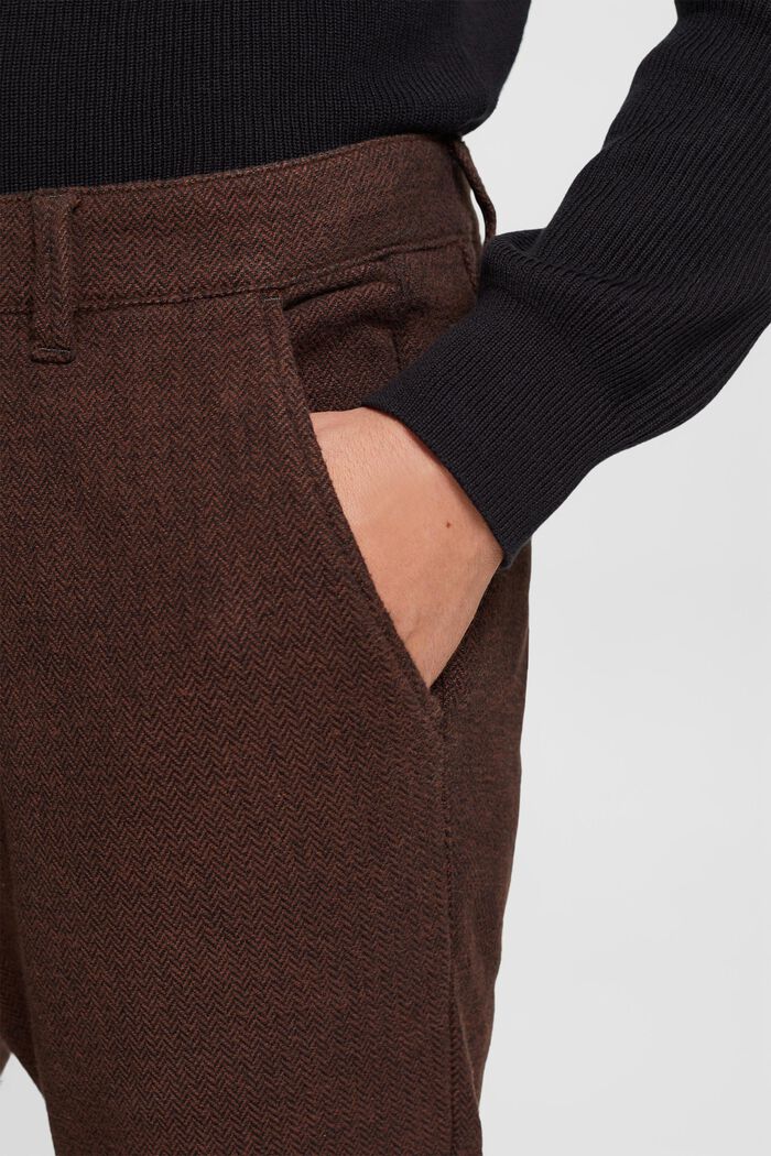 Pantalon slim à chevrons, DARK BROWN, detail image number 2