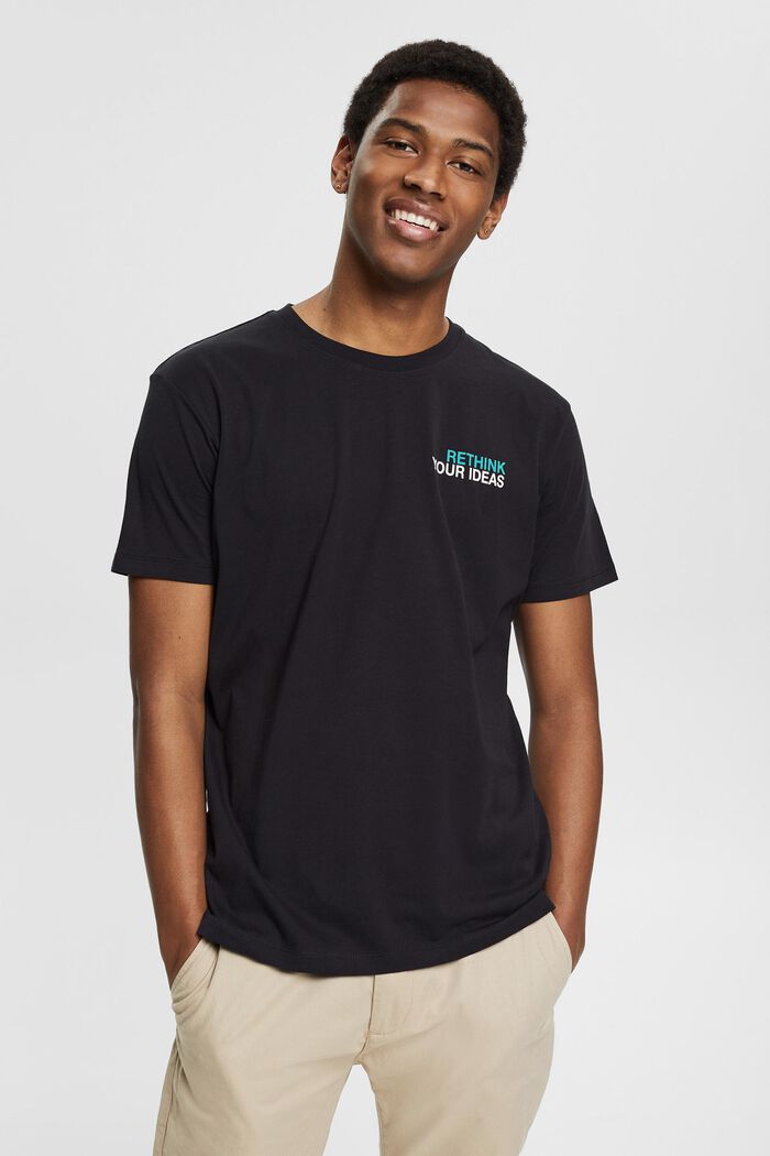 T-shirt en jersey à imprimé, 100 % coton, BLACK, detail image number 0