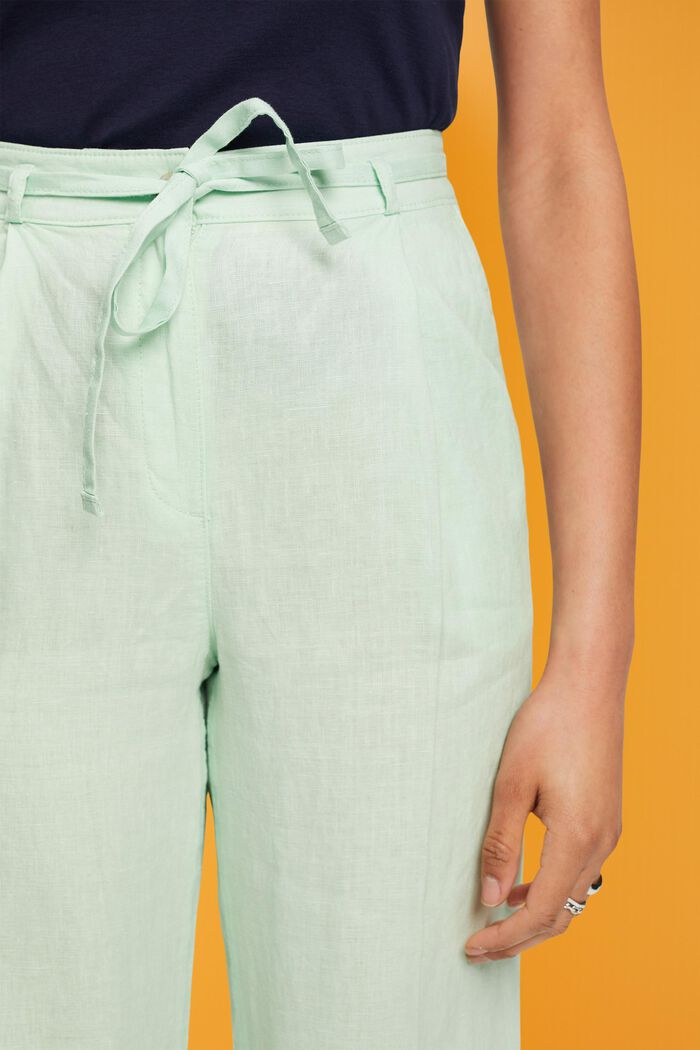 Pantalon en lin à jambes larges, PASTEL GREEN, detail image number 2