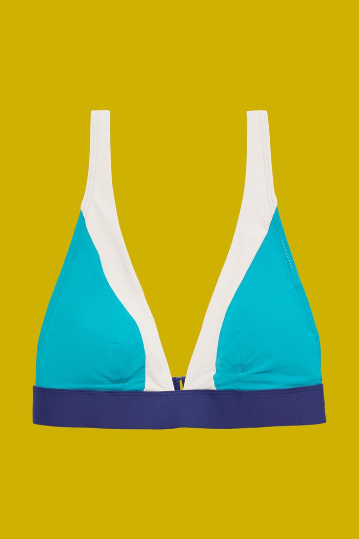 Haut de bikini rembourré au design colour blocking, TEAL GREEN, detail image number 4