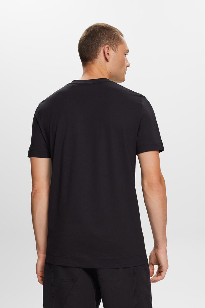 T-shirt en jersey à encolure en V, 100 % coton, BLACK, detail image number 3