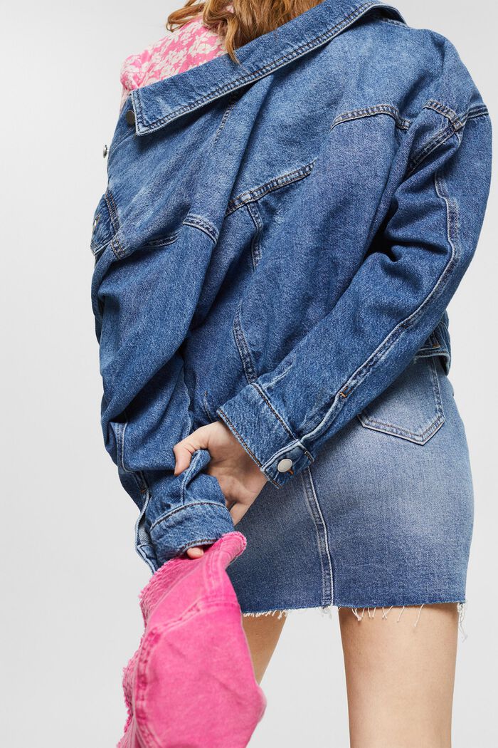 Veste en jean oversize en coton bio, BLUE MEDIUM WASHED, detail image number 2