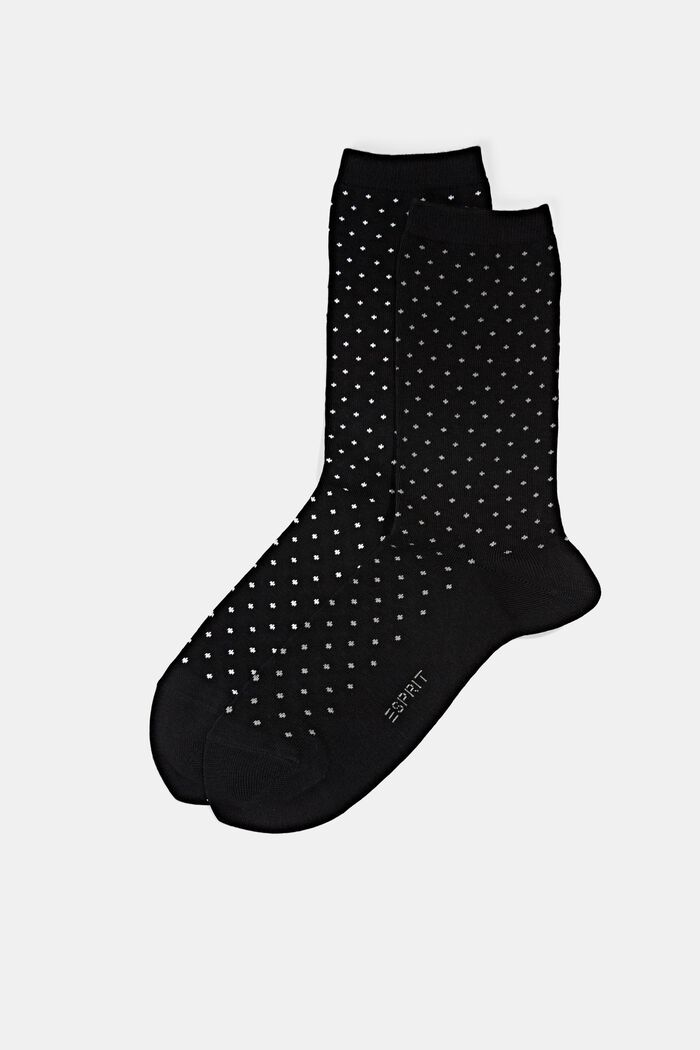 Lot de 2 paires de chaussettes à pois, coton biologique, BLACK, detail image number 0