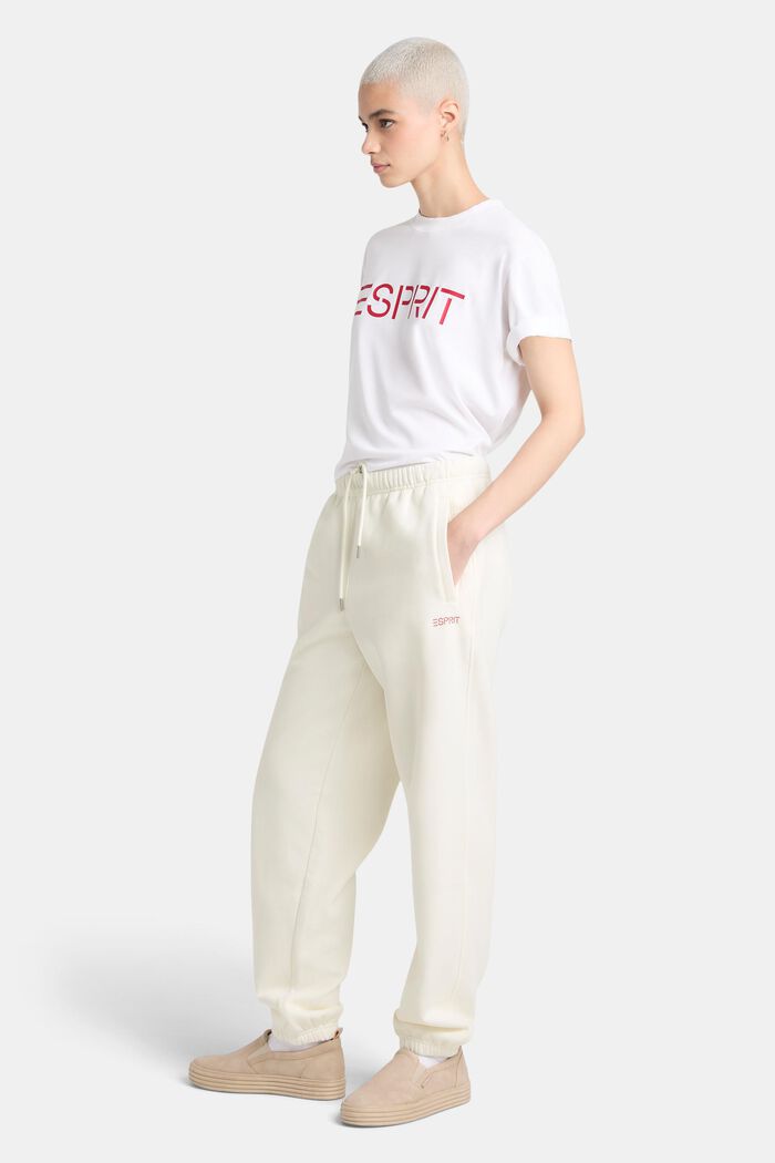 Pantalon de jogging unisexe en maille polaire de coton orné d’un logo, OFF WHITE, detail image number 1