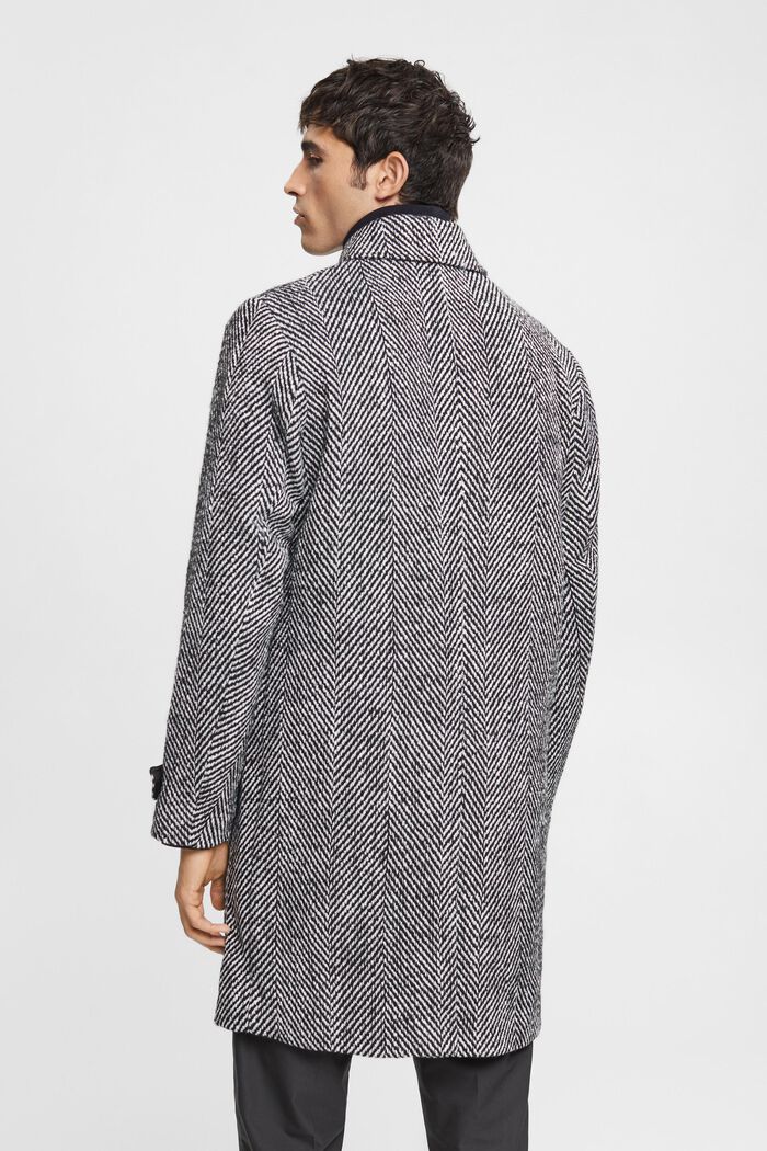 Manteau à chevrons en laine mélangée, BLACK, detail image number 4