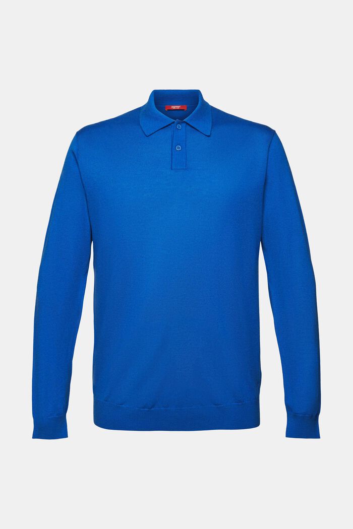 Pull-over en laine de style polo, BRIGHT BLUE, detail image number 6