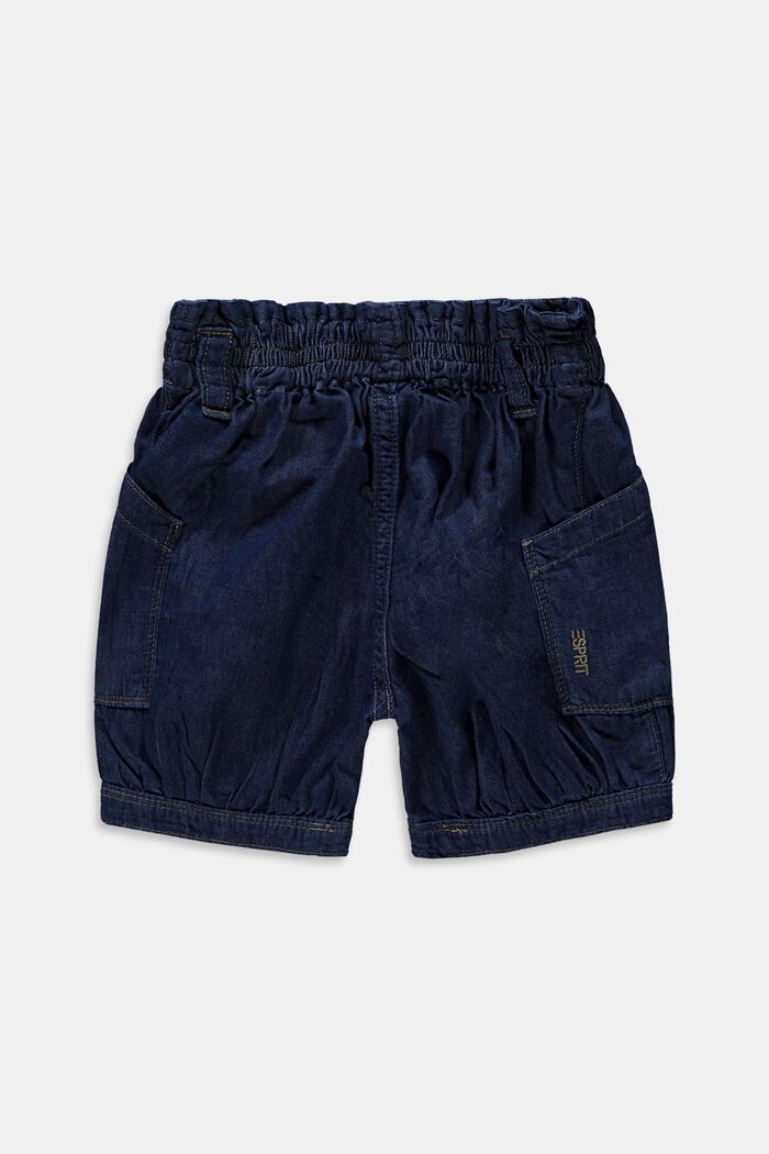 Short en jean à taille élastique, 100 % coton, BLUE MEDIUM WASHED, detail image number 1
