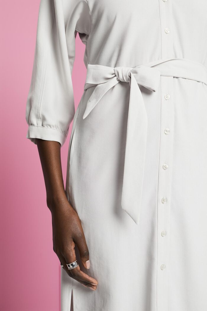 Robe tissée longueur midi de style chemise, PASTEL GREY, detail image number 2