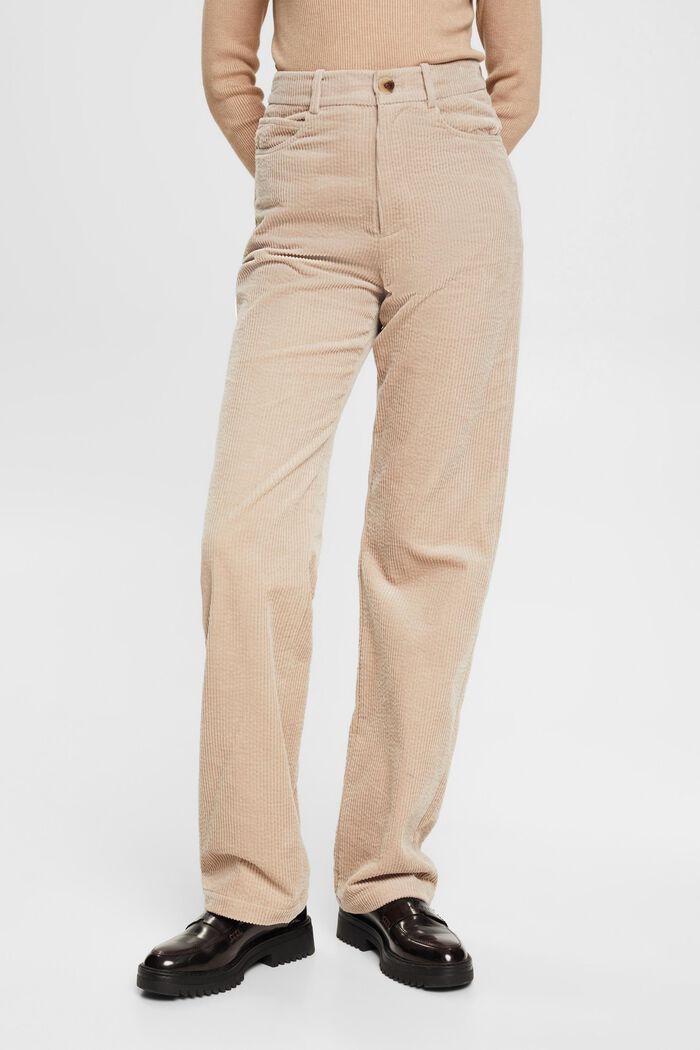 Pantalon en velours côtelé de coton, LIGHT TAUPE, detail image number 0