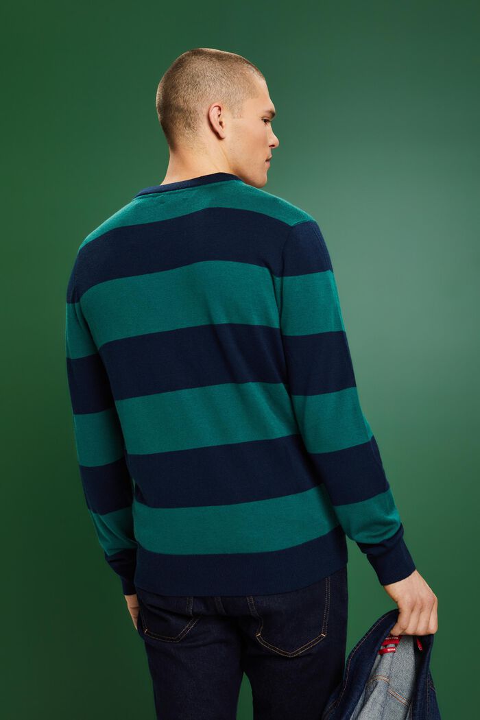 Pull-over en laine à rayures, tricoté sans couture, DARK BLUE, detail image number 2