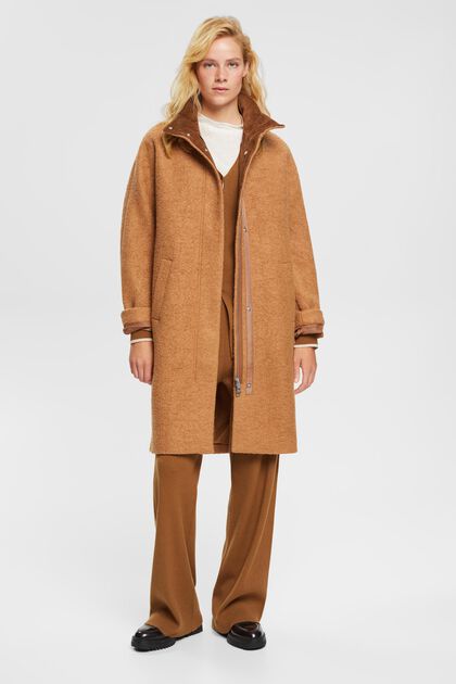Manteau à teneur en laine, CAMEL, overview