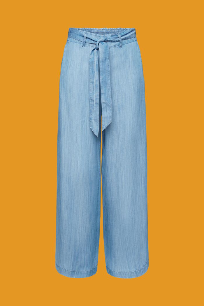 Pantalon à jambes larges et nœud à la taille, BLUE LIGHT WASHED, detail image number 7