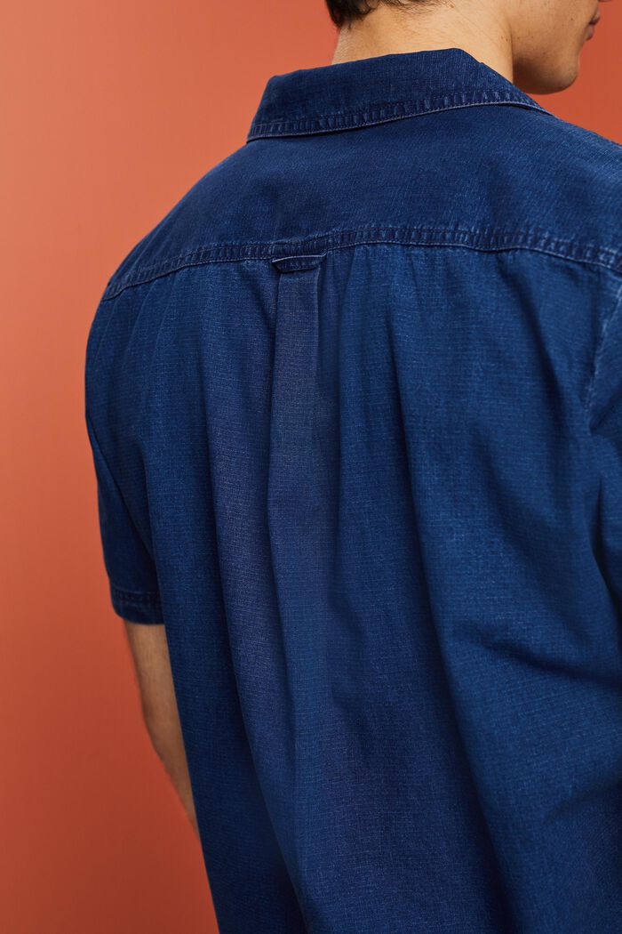 Chemise à manches courtes en jean, 100 % coton, BLUE LIGHT WASHED, detail image number 4