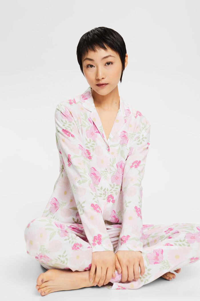 Pyjama à motif floral, LENZING™ ECOVERO™, WHITE, detail image number 0