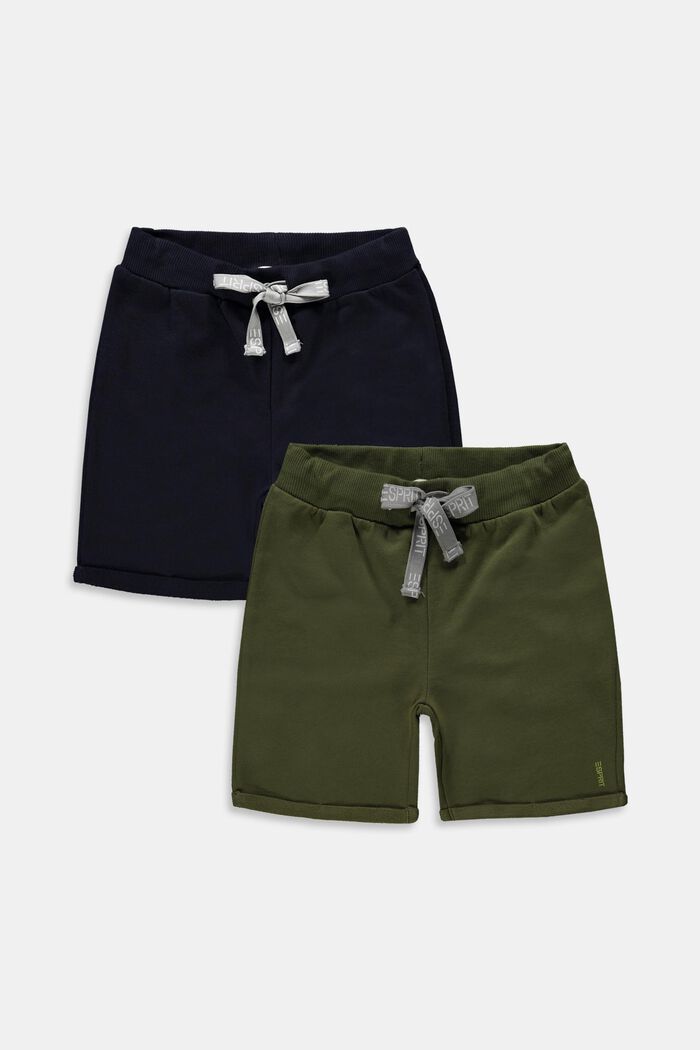 Lot de 2 shorts molletonnés, 100 % coton, OLIVE, overview