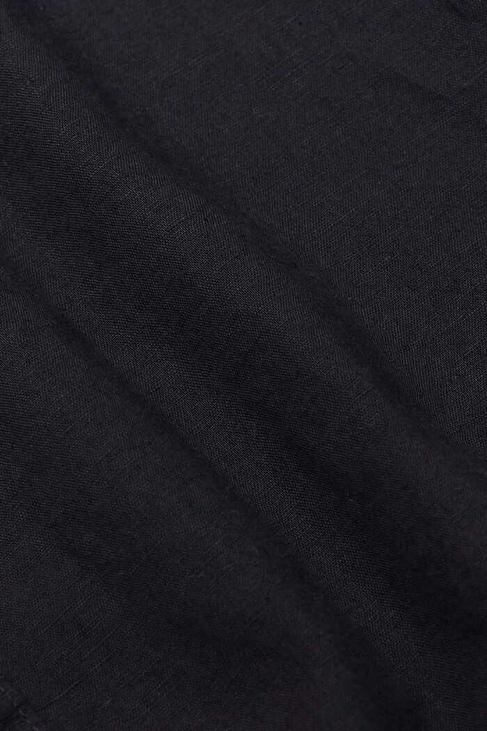 T-shirt à manches courtes en mélange de lin et de coton, BLACK, detail image number 5