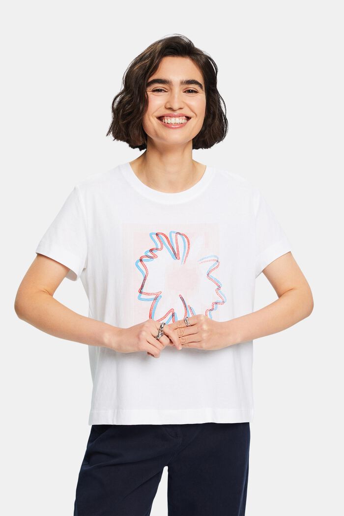 T-shirt en jersey imprimé sur le devant, WHITE, detail image number 0