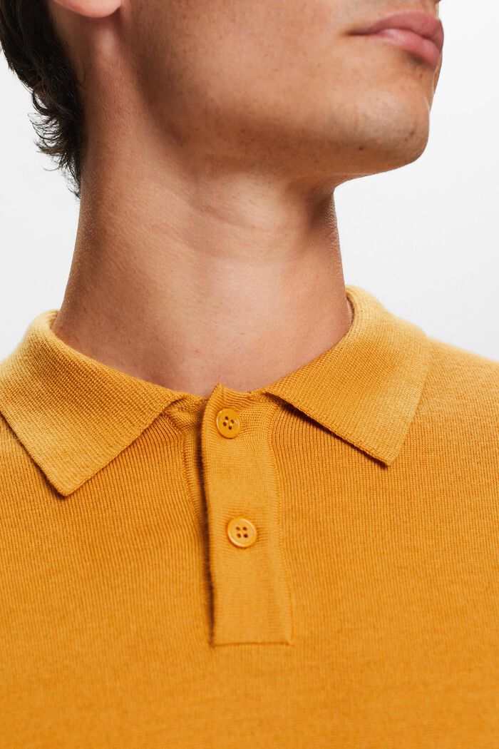 Pull-over en laine de style polo, HONEY YELLOW, detail image number 1