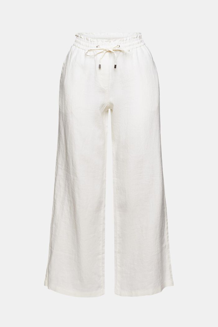Pantalon en lin à jambes larges, OFF WHITE, detail image number 7