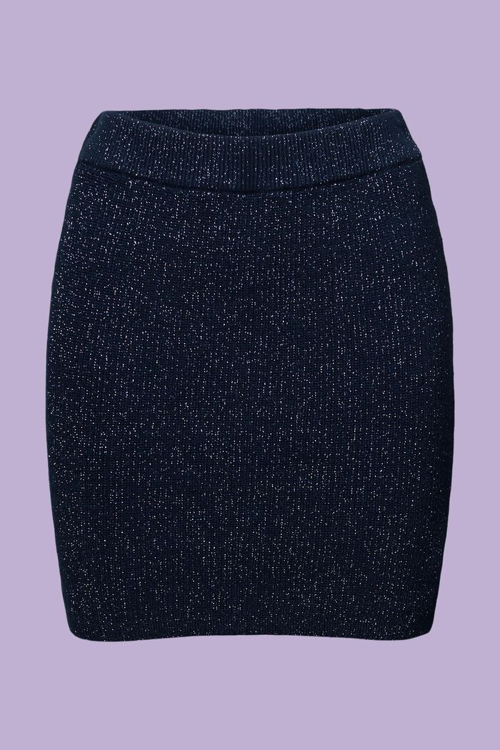 Mini-jupe en maille effet lamé, NAVY, detail image number 6