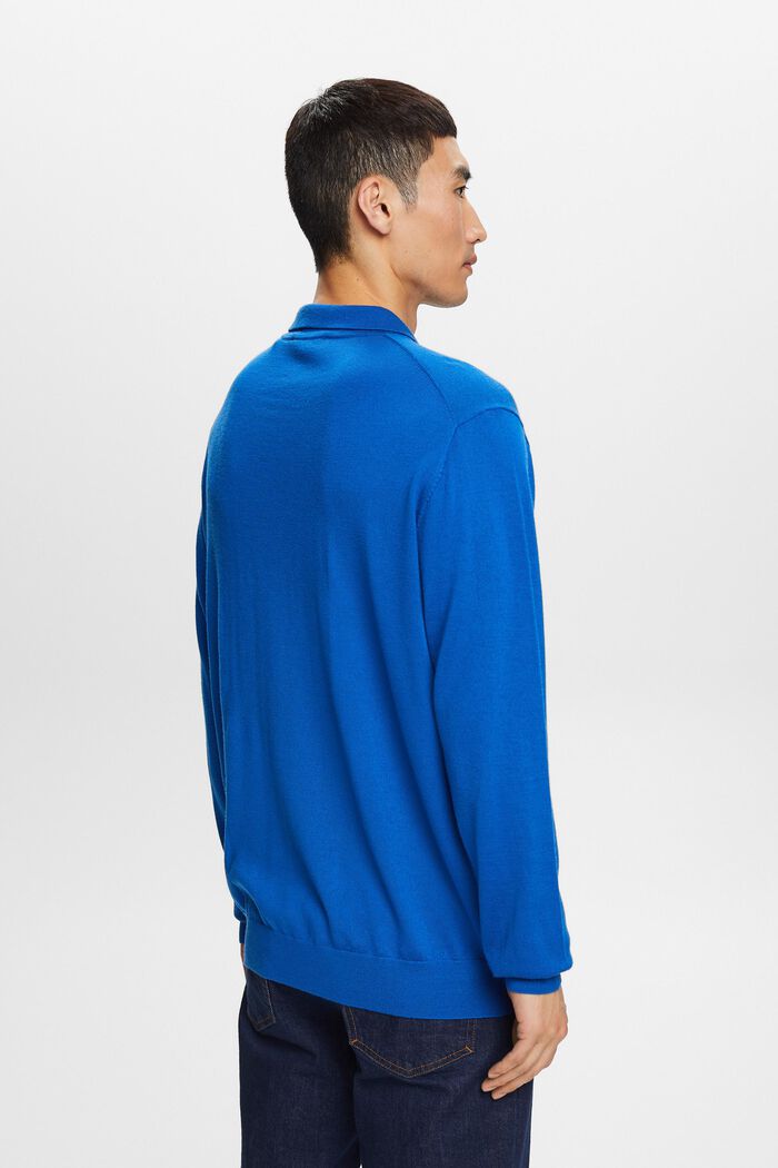 Pull-over en laine de style polo, BRIGHT BLUE, detail image number 4