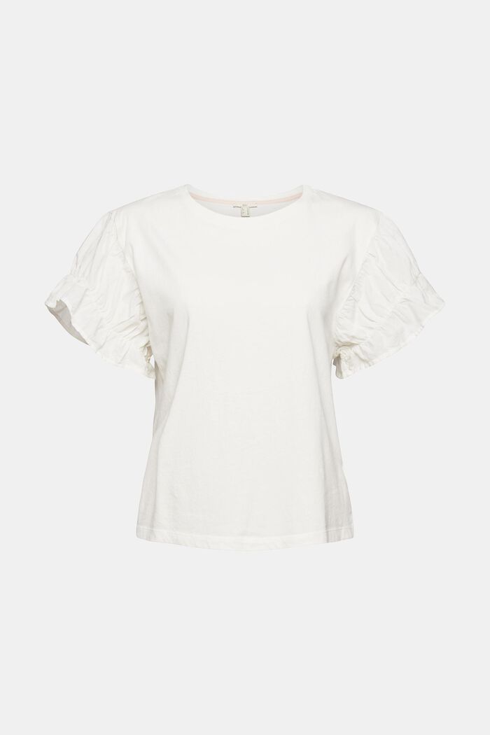 T-shirt à manches à volants, coton biologique, OFF WHITE, detail image number 5
