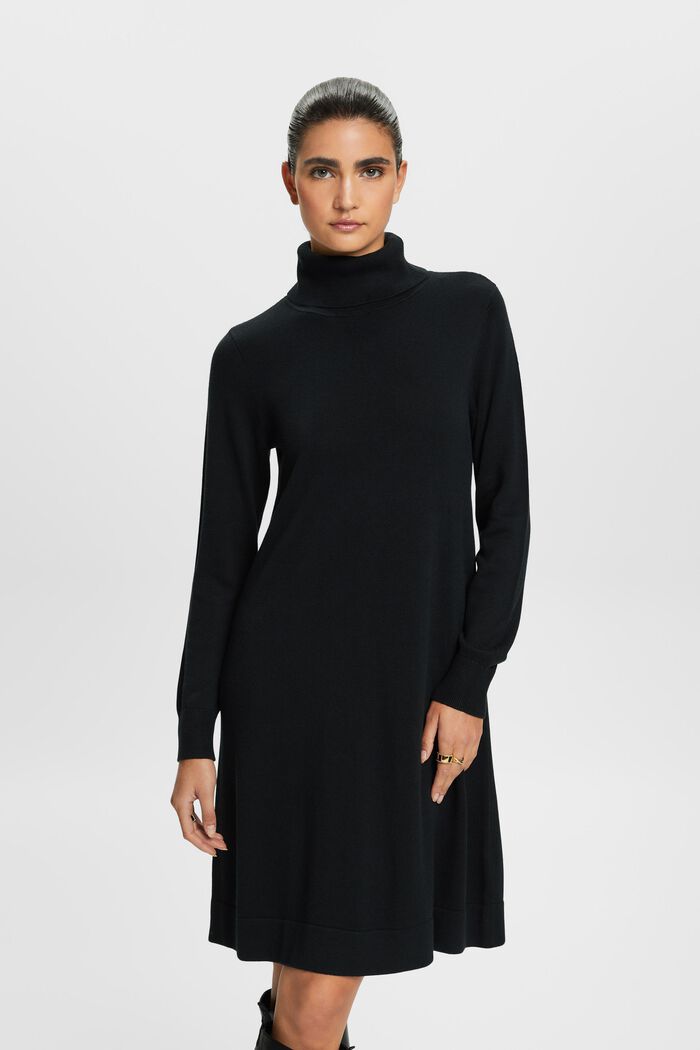 Mini-robe en maille à col roulé, BLACK, detail image number 1