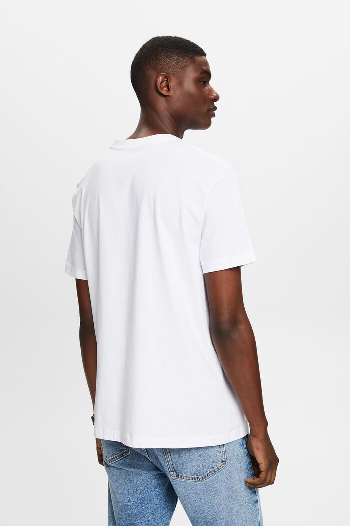 T-shirt à encolure en V en coton biologique, WHITE, detail image number 2