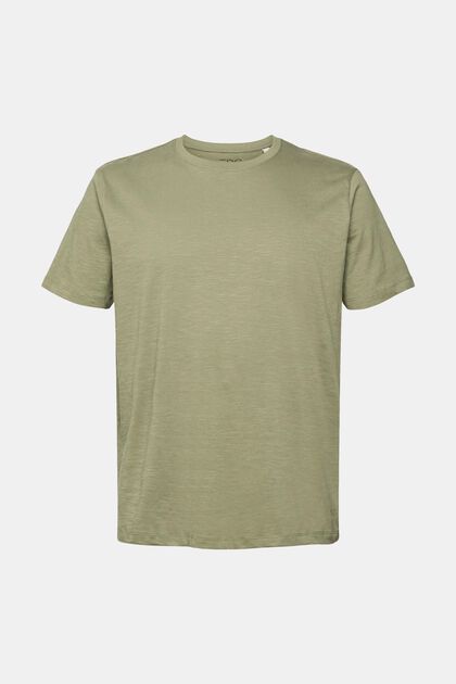 T-shirt en jersey, 100 % coton, KHAKI GREEN, overview