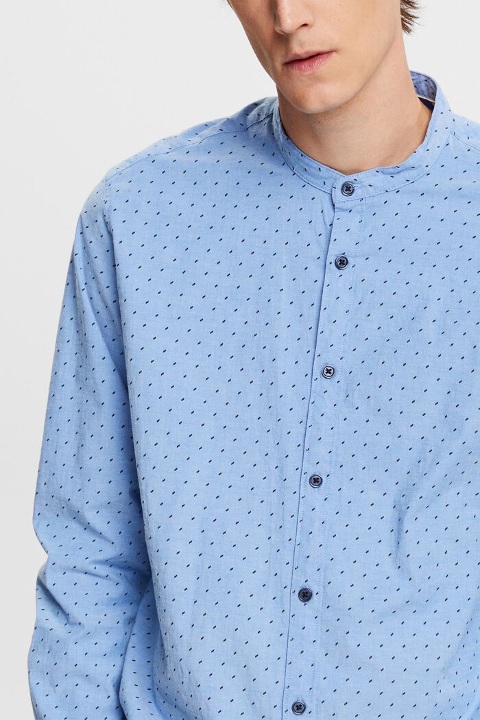T-shirt en coton durable, à col mao et motif, BRIGHT BLUE, detail image number 4