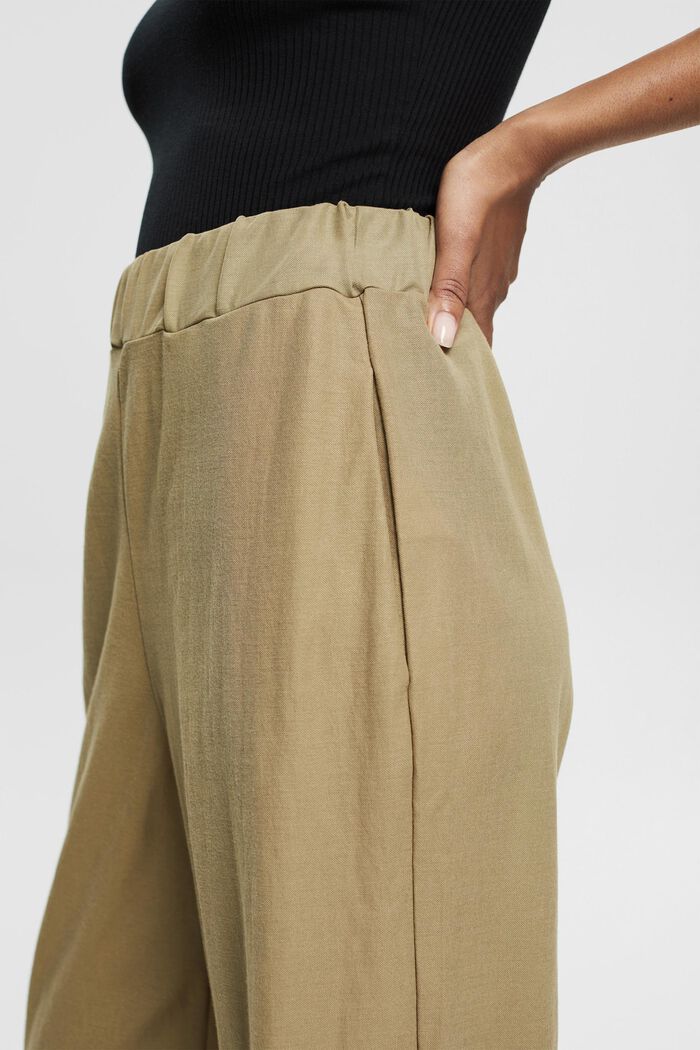Pantalon large à taille élastique, LENZING™ ECOVERO™, KHAKI GREEN, detail image number 2