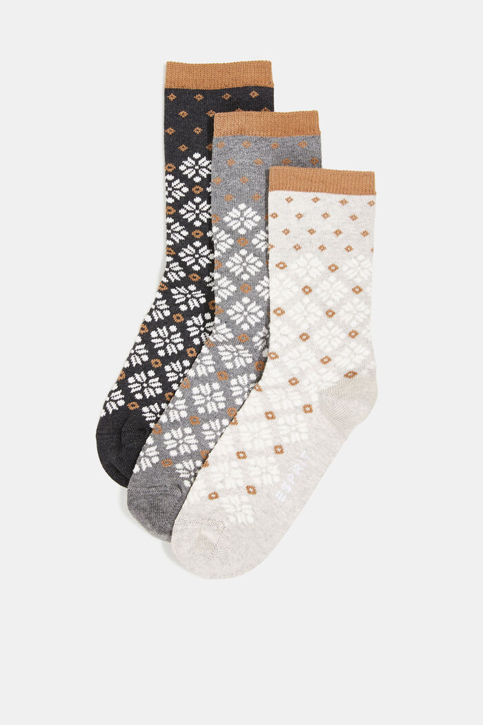 Lot de 3 paires de chaussettes à motif norvégien, GREY/BEIGE, detail image number 0