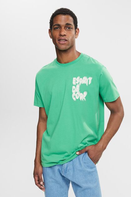 T-shirt à imprimé, en jersey, GREEN, overview