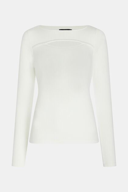 T-shirt à manches longues et découpe, LENZING™ ECOVERO™, OFF WHITE, overview