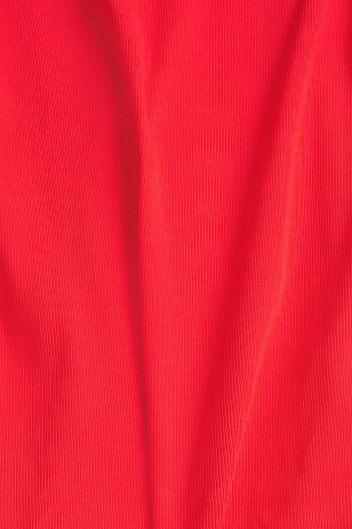 Haut côtelé à bord festonné, coton biologique, RED, detail image number 4