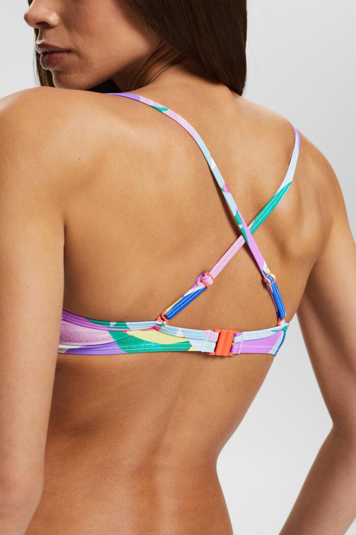 En matière recyclée : le haut de bikini à motif coloré, VIOLET, detail image number 3