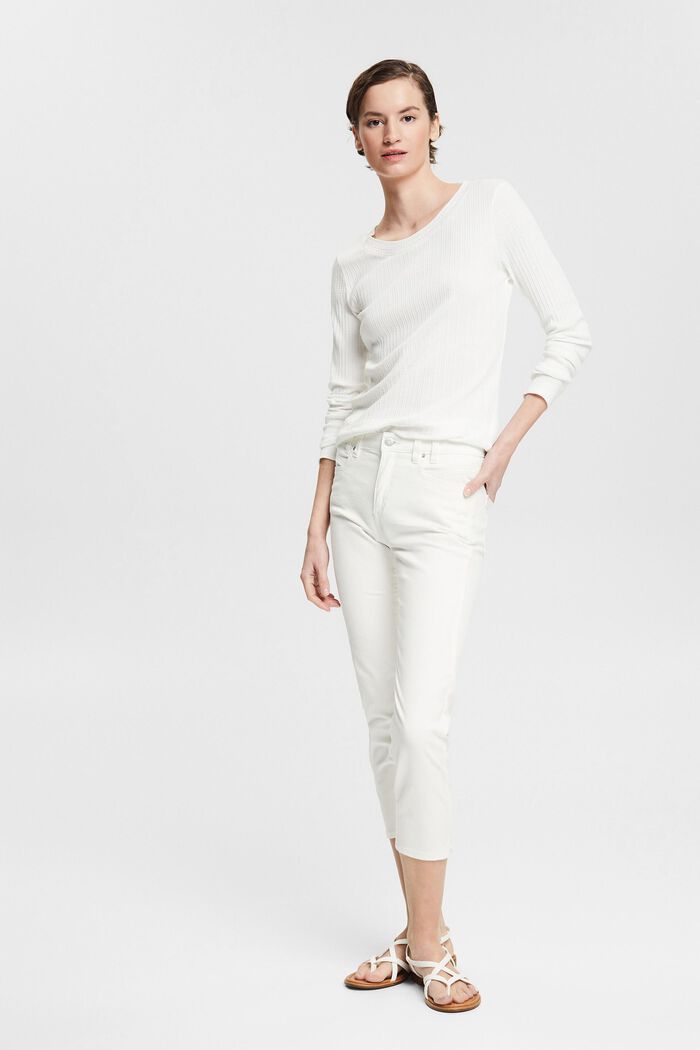 Pantalon stretch longueur corsaire, WHITE, detail image number 6