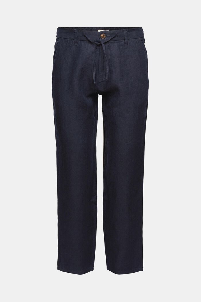 Pantalon 100 % lin, NAVY, detail image number 7