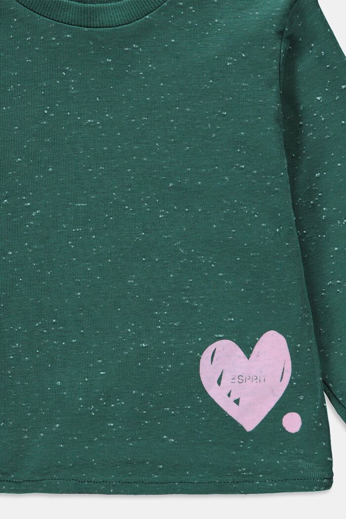 T-shirt à manches longues orné d’un imprimé cœur, TEAL GREEN, detail image number 2