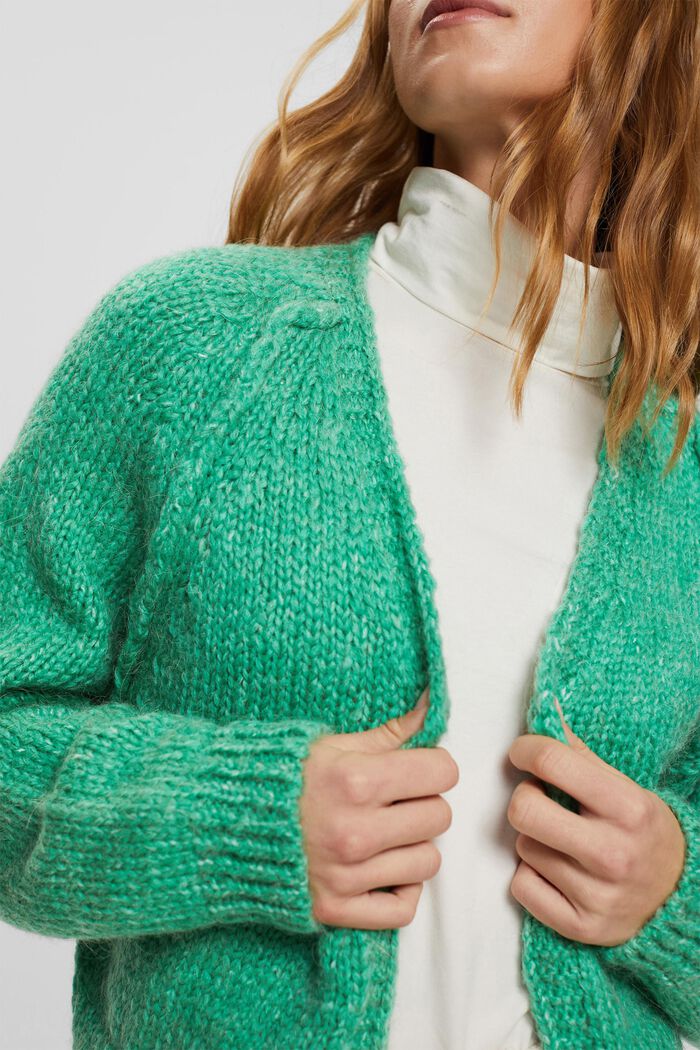 Cardigan en laine mélangée de coupe courte, LIGHT GREEN, detail image number 2
