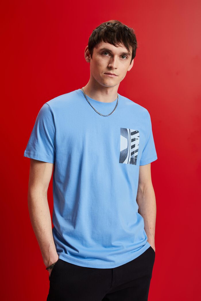 T-shirt à encolure ronde, 100 % coton, LIGHT BLUE, detail image number 0