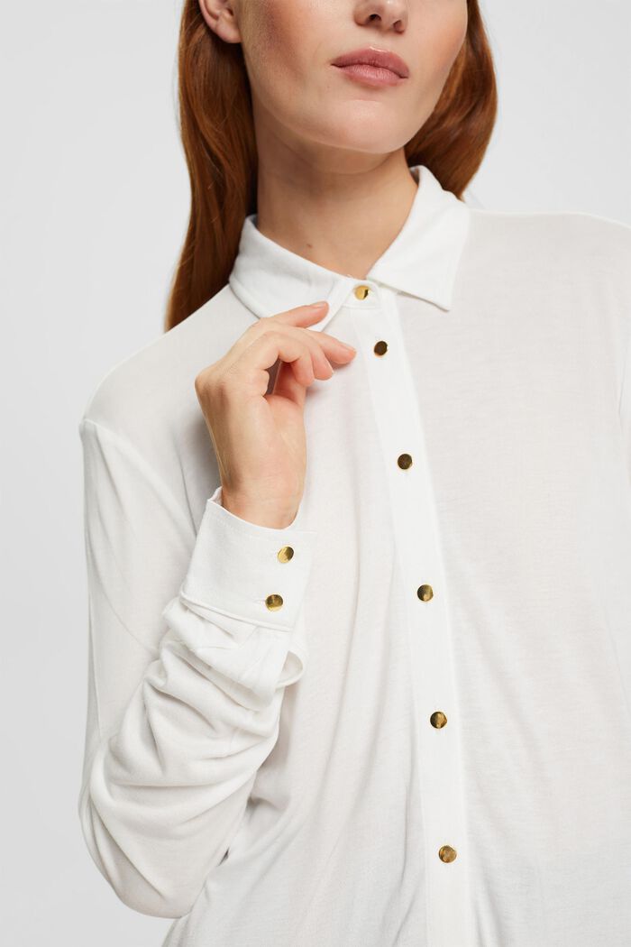 T-shirt à manches longues boutonnées, LENZING™ ECOVERO™, OFF WHITE, detail image number 0