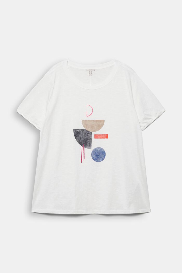 T-shirt CURVY orné d´un imprimé, coton biologique, OFF WHITE, overview