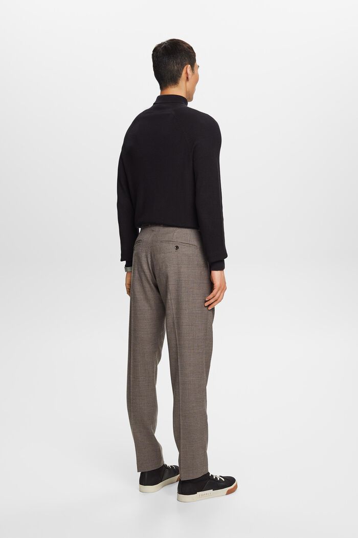 Pantalon en laine à motif pied-de-poule, BROWN GREY, detail image number 3
