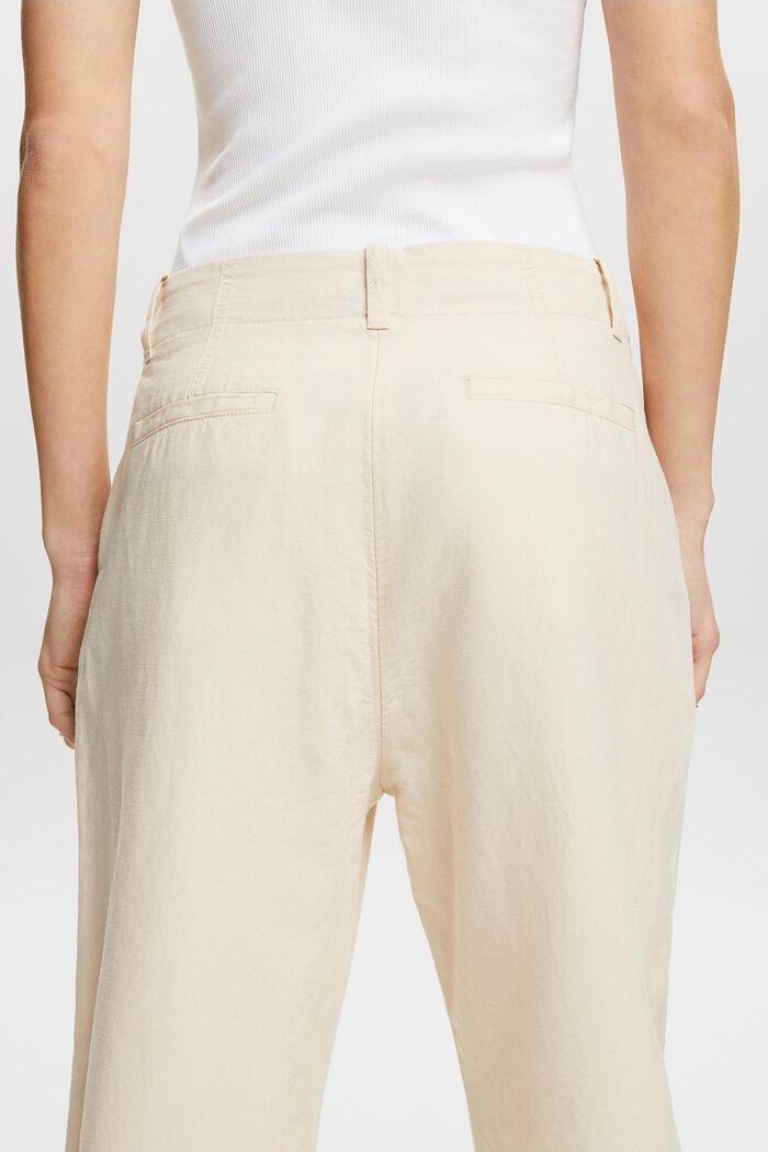 Pantalon à braguette boutonnée en coton et lin, CREAM BEIGE, detail image number 3