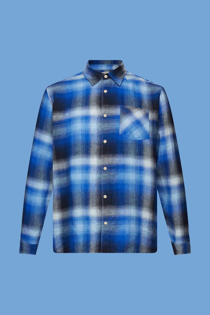 Chemise en mélange de coton et chanvre à motif tartan à carreaux, BLUE, detail image number 6