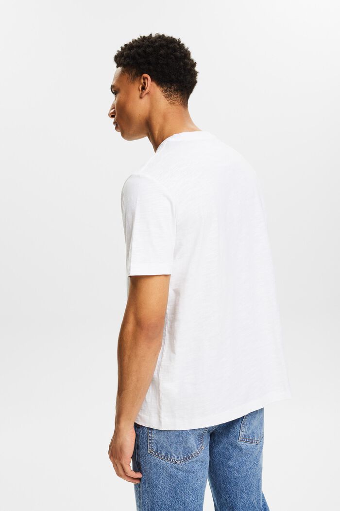 T-shirt en coton flammé à poche avec logo, WHITE, detail image number 2