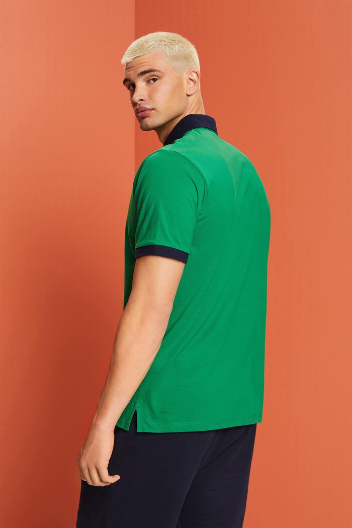 Polo en jersey de coton à logo imprimé, EMERALD GREEN, detail image number 3