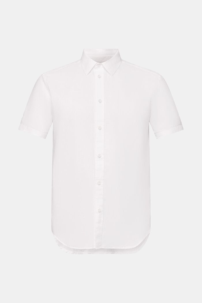 Chemise à manches courtes en lin et coton, WHITE, detail image number 6