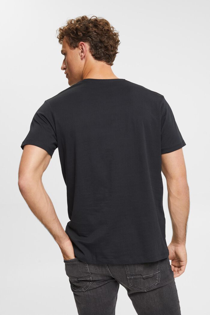 T-shirt à encolure en V en coton durable, BLACK, detail image number 3